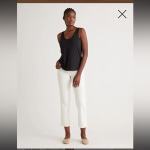 Quince Cotton Modal Double Scoop Neck Tank Black Size L